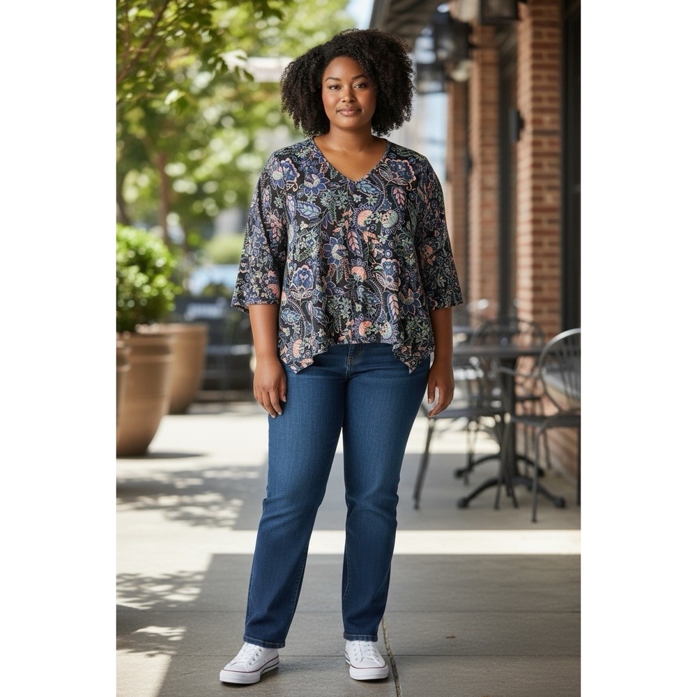 Enmain Women's Plus Size Floral Shirt Top Size 2XL